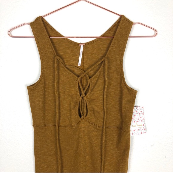 [Free People] Emmylou Lace Up Tank Top Gold - Picture 4 of 8